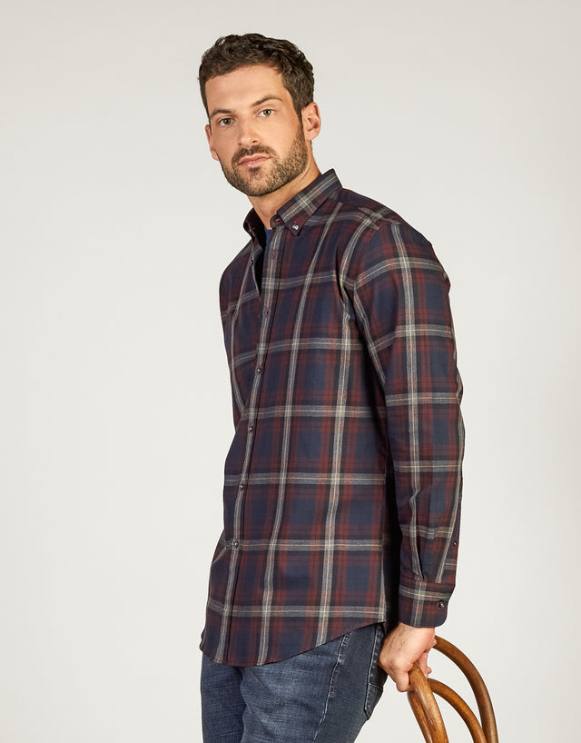 Ohope Red & Navy Check Flannel Shirt