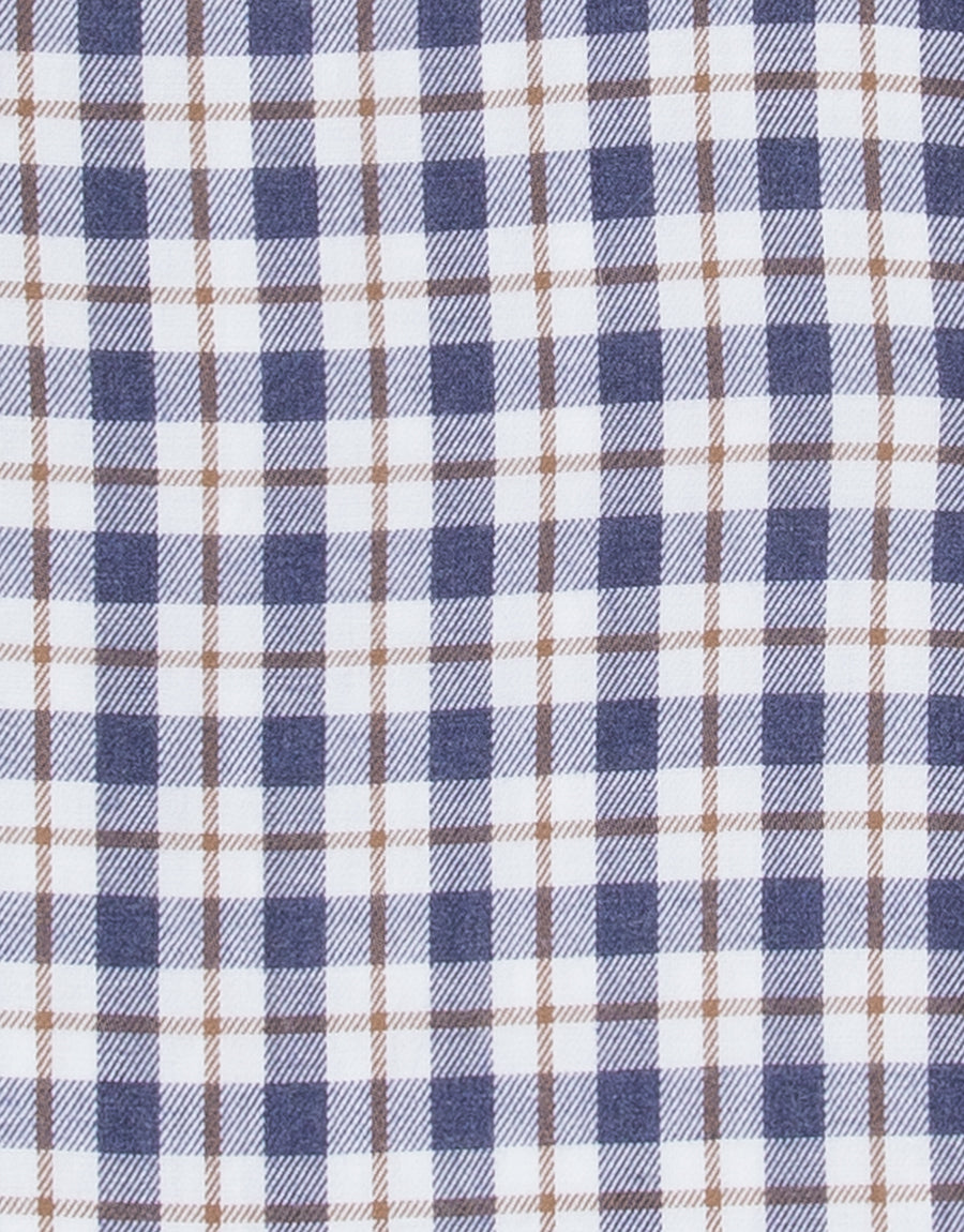 Ohope Navy & Brown Check Flannel Shirt