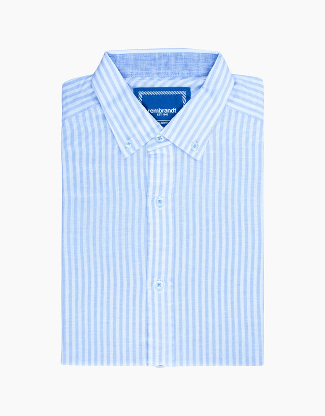 Ohope Light Blue Stripe Linen Blend Shirt