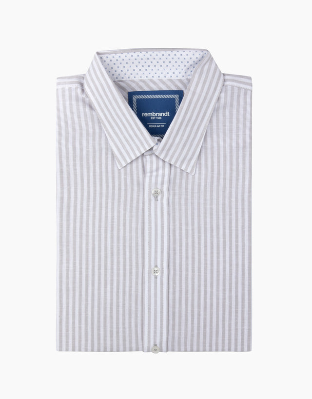 Raglan Light Grey Stripe Short Sleeve Shirt
