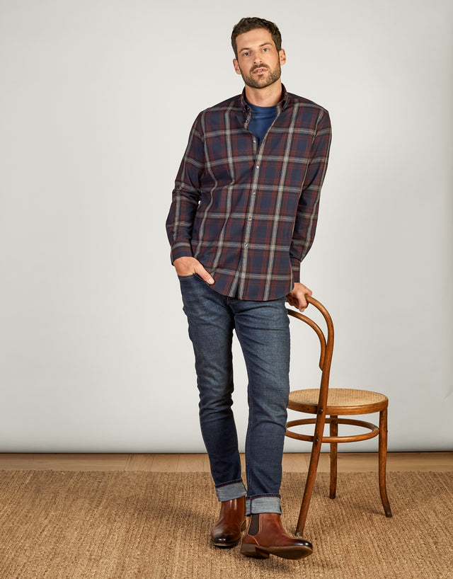 Ohope Red & Navy Check Flannel Shirt