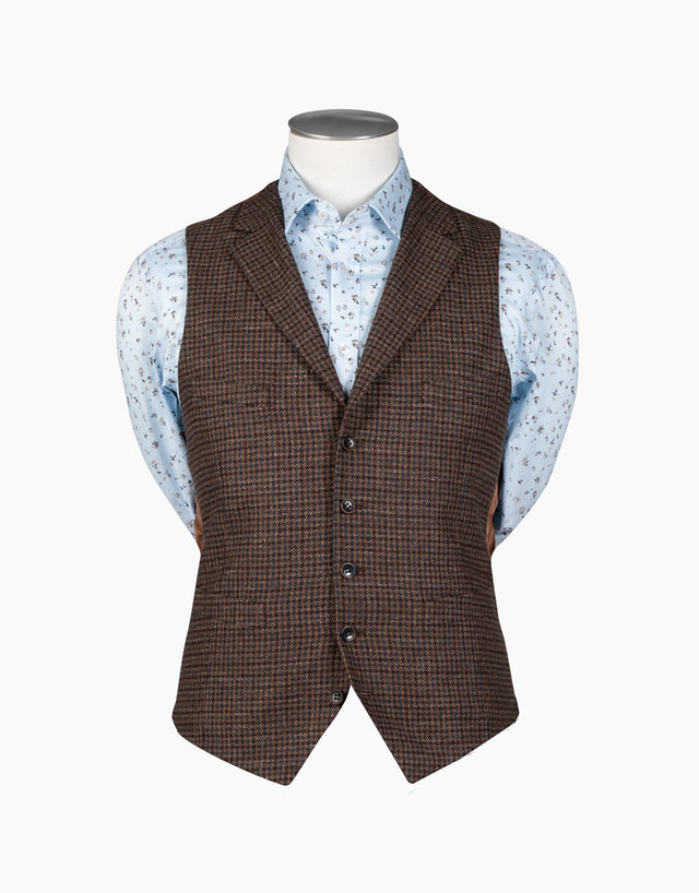 Shelby Brown & Blue Gun Check Waistcoat