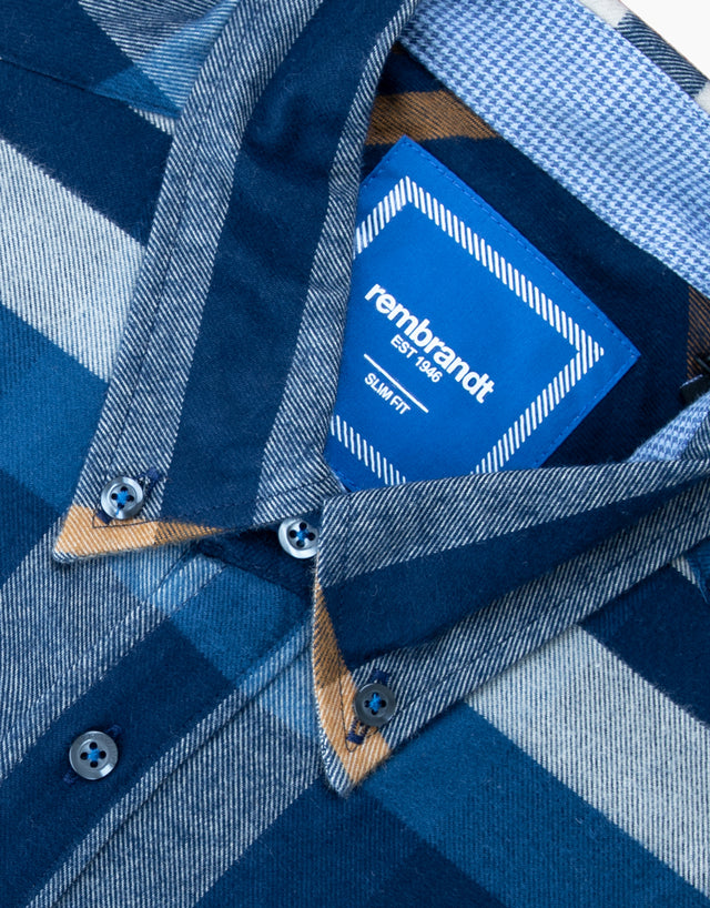 Ohope Blue Oversized Check Flannel Shirt
