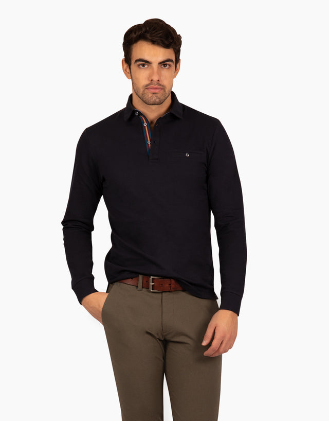 Capri Charcoal Long Sleeve Polo Shirt
