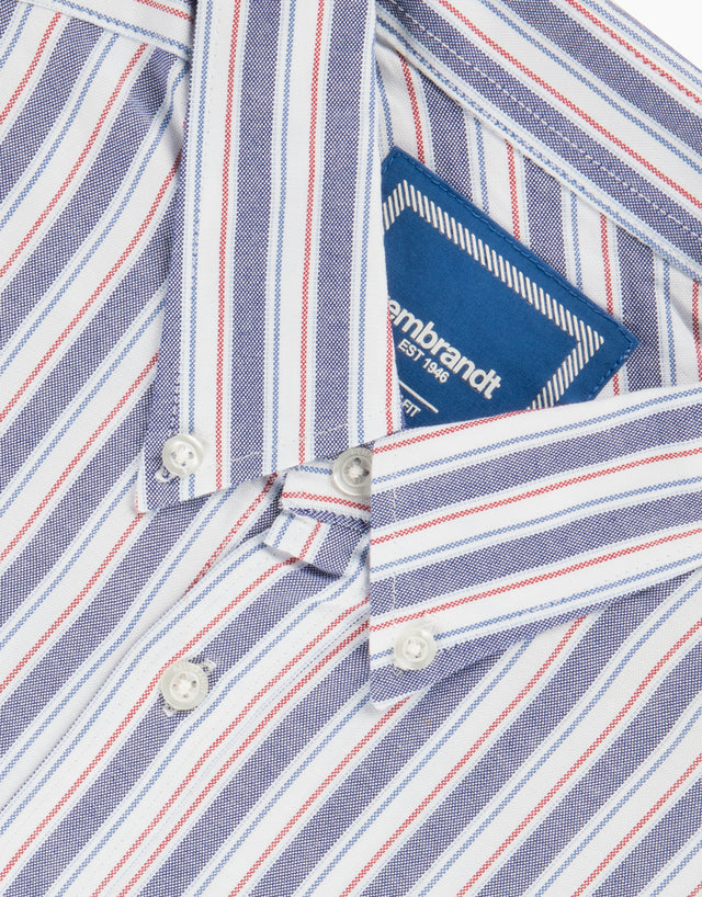 Washed Ohope Blue & Red Stripe Shirt