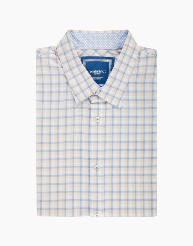 Raglan Blue Check Short Sleeve Shirt