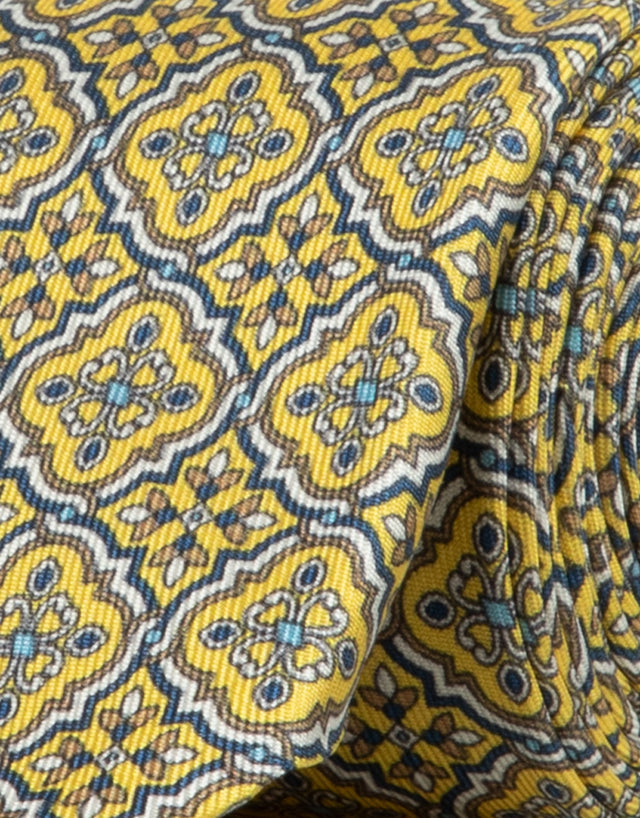 Yellow & Blue Tile Print Tie
