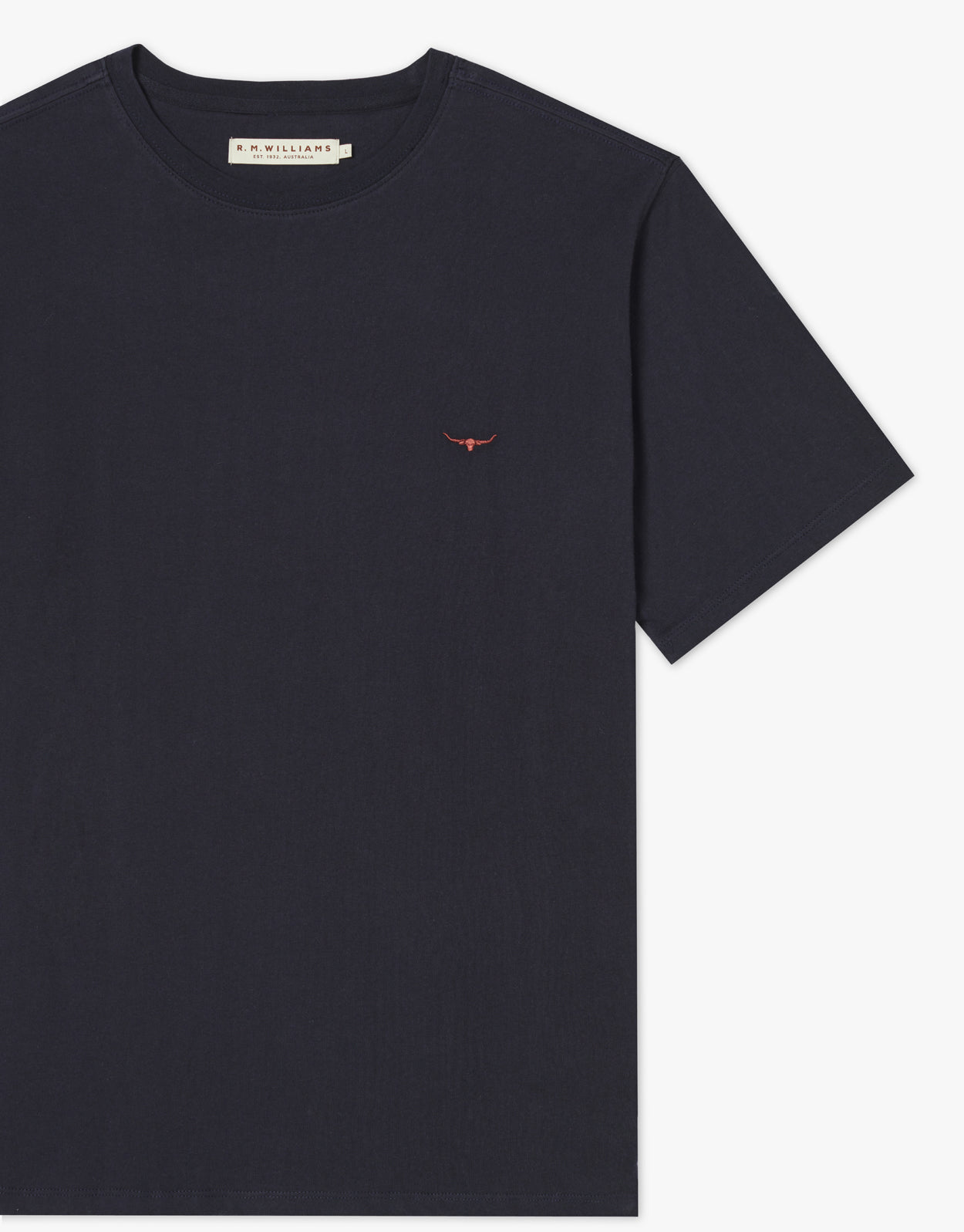 R.M. Williams Parson Navy & Chestnut Cotton T-Shirt
