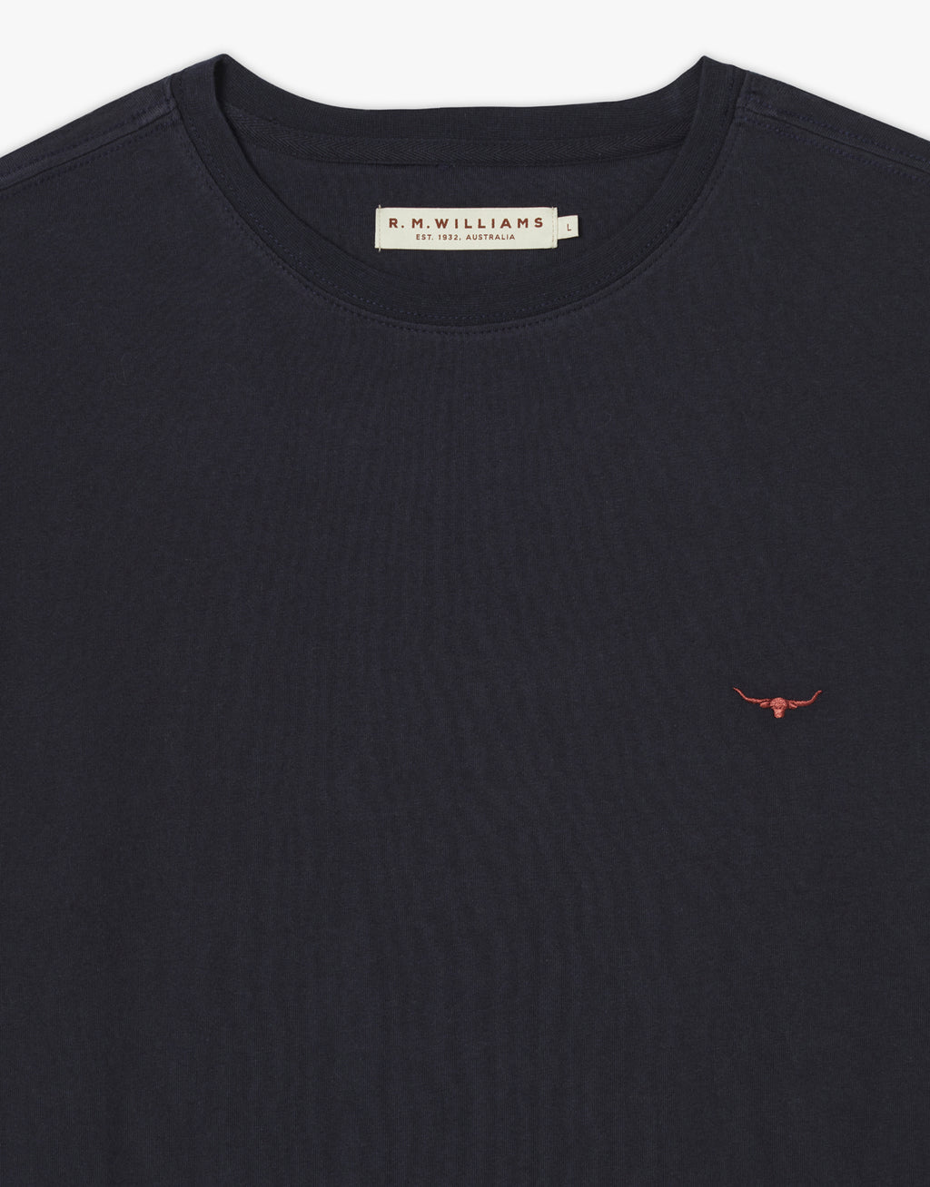 R.M. Williams Parson Navy & Chestnut Cotton T-Shirt