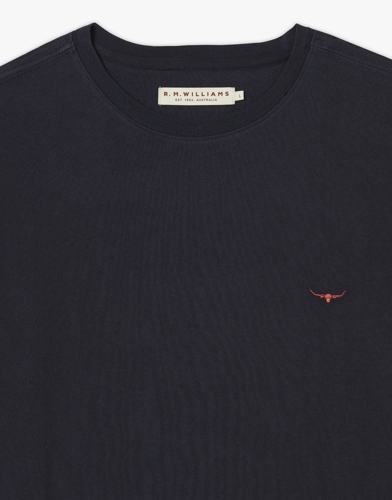 R.M. Williams Parson Navy & Chestnut Cotton T-Shirt