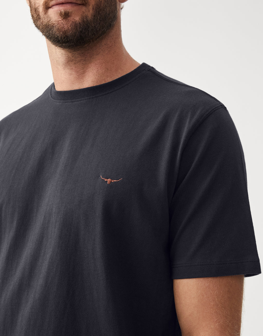 R.M. Williams Parson Navy & Chestnut Cotton T-Shirt