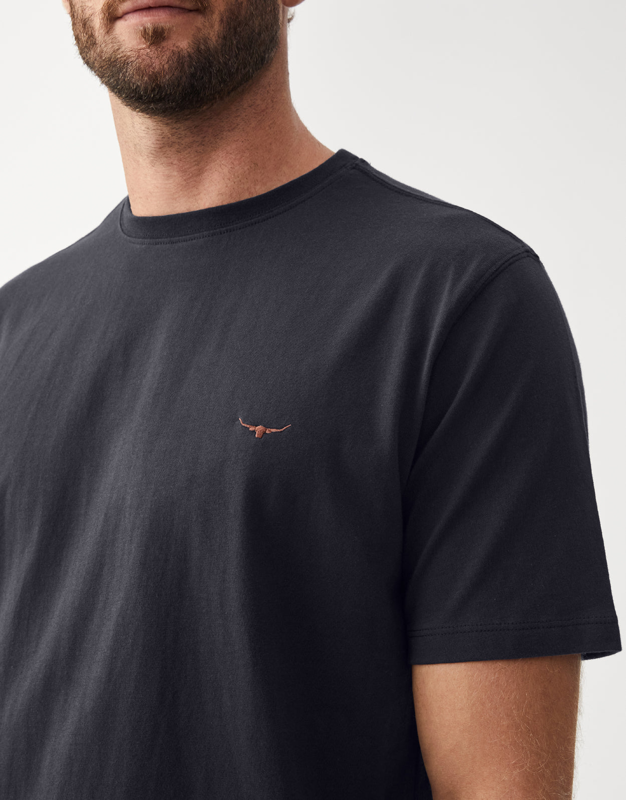 R.M. Williams Parson Navy & Chestnut Cotton T-Shirt