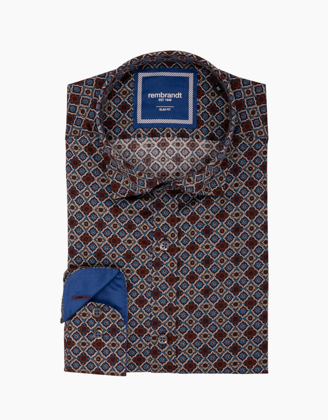 Knight brown geometric dress shirt