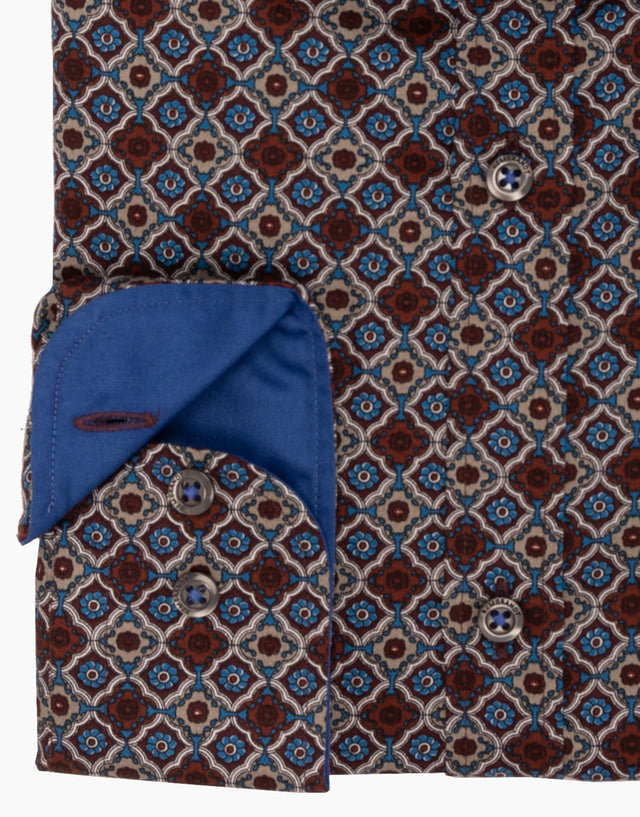 Knight brown geometric dress shirt