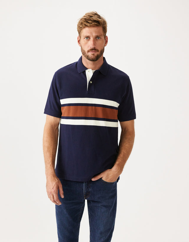 R.M.Williams Rod Blue, Brown, & White Polo