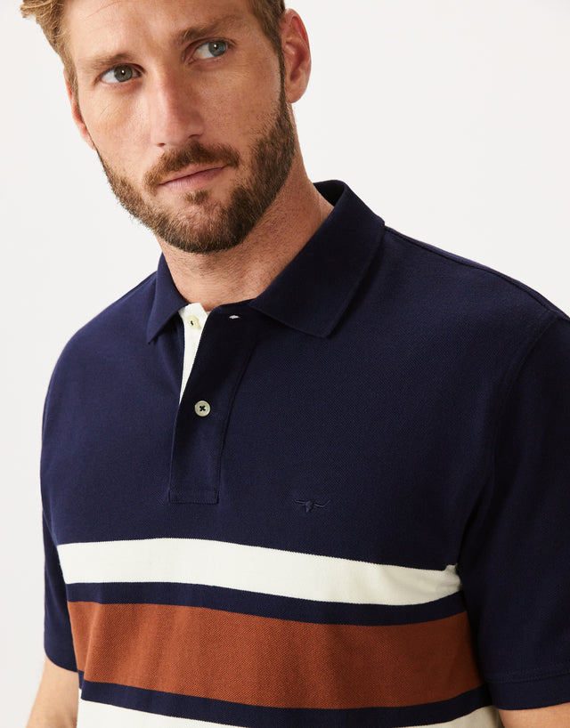 R.M.Williams Rod Blue, Brown, & White Polo