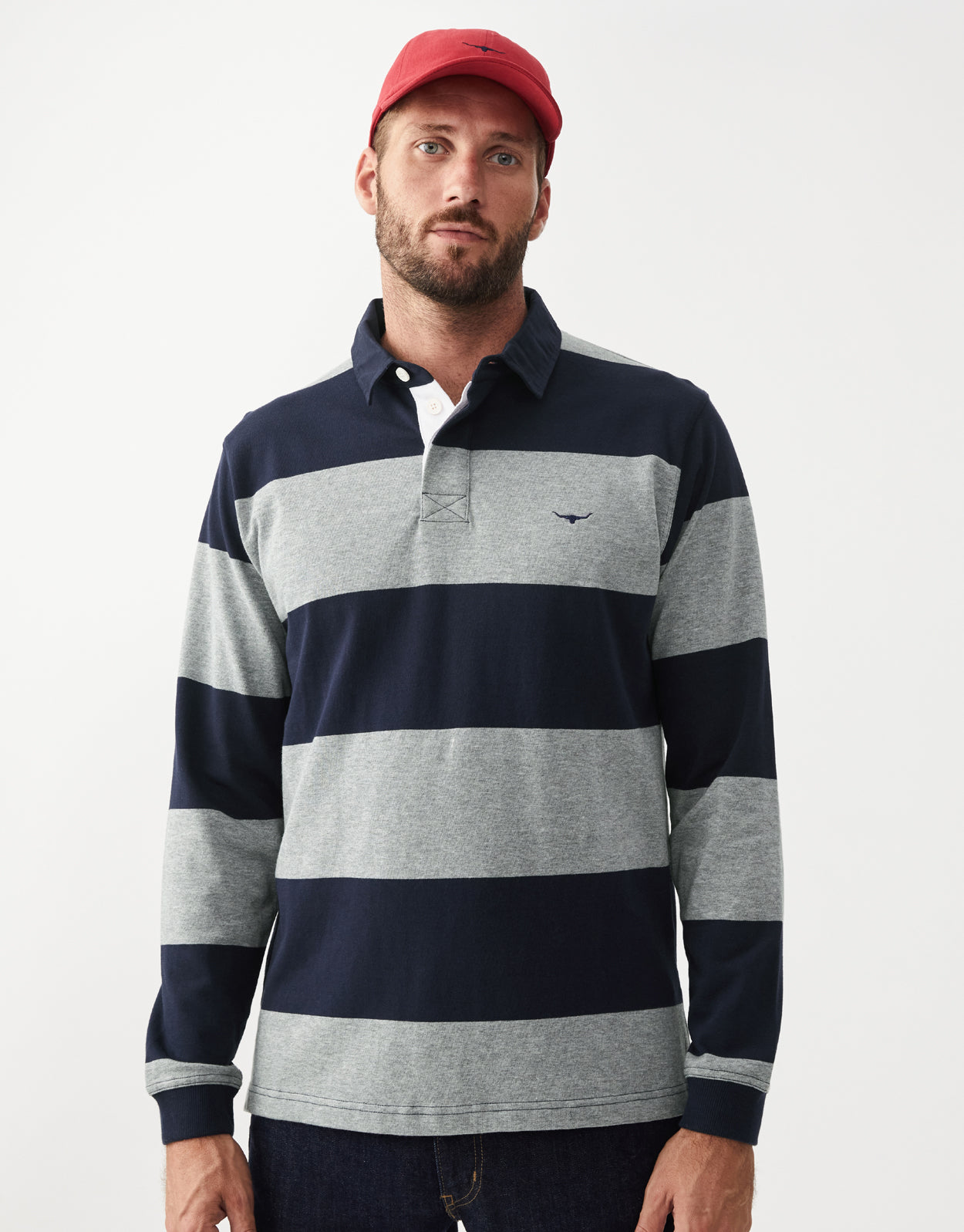 R.M. Williams Tweedale Navy/Grey Rugby Top