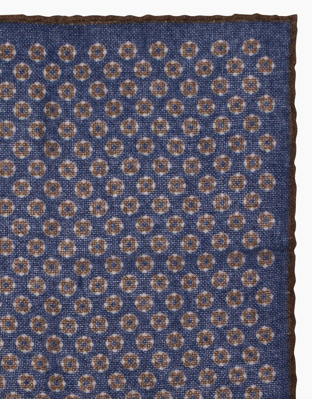 Navy floral dot silk pocket square