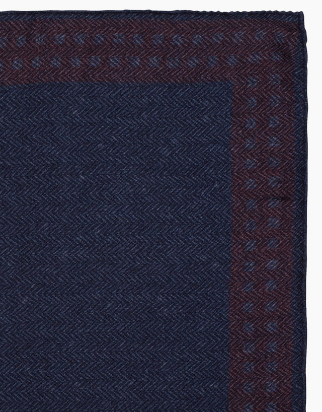 Navy & orange dot reversible silk pocket square