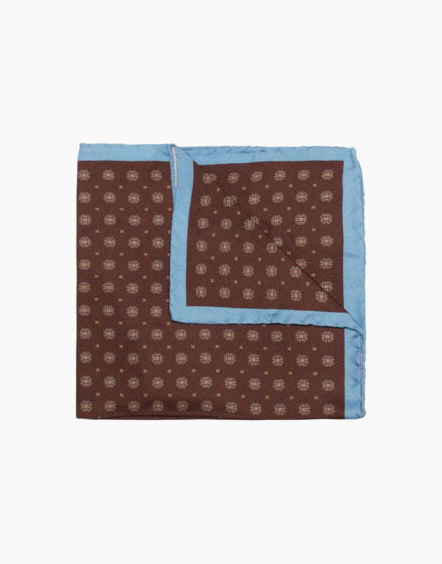 Brown Geometric Silk Pocket Square