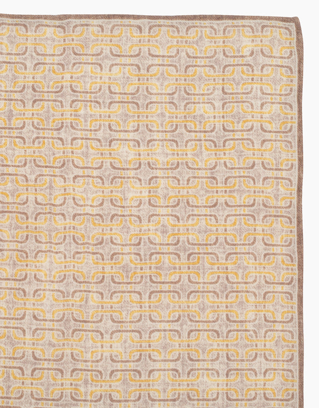 Yellow geometric silk pocket square