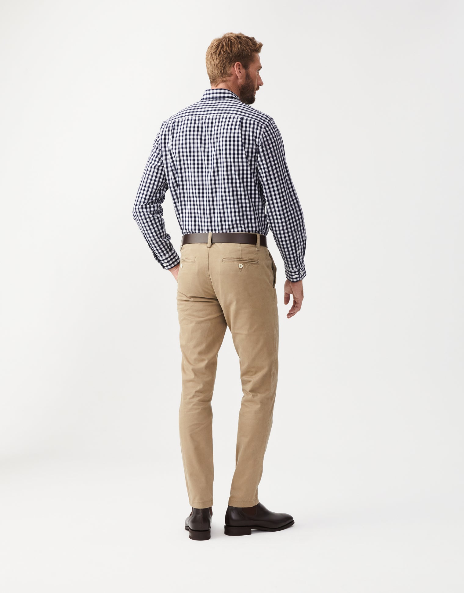 R.M. Williams Collins Navy & White Poplin Check Shirt