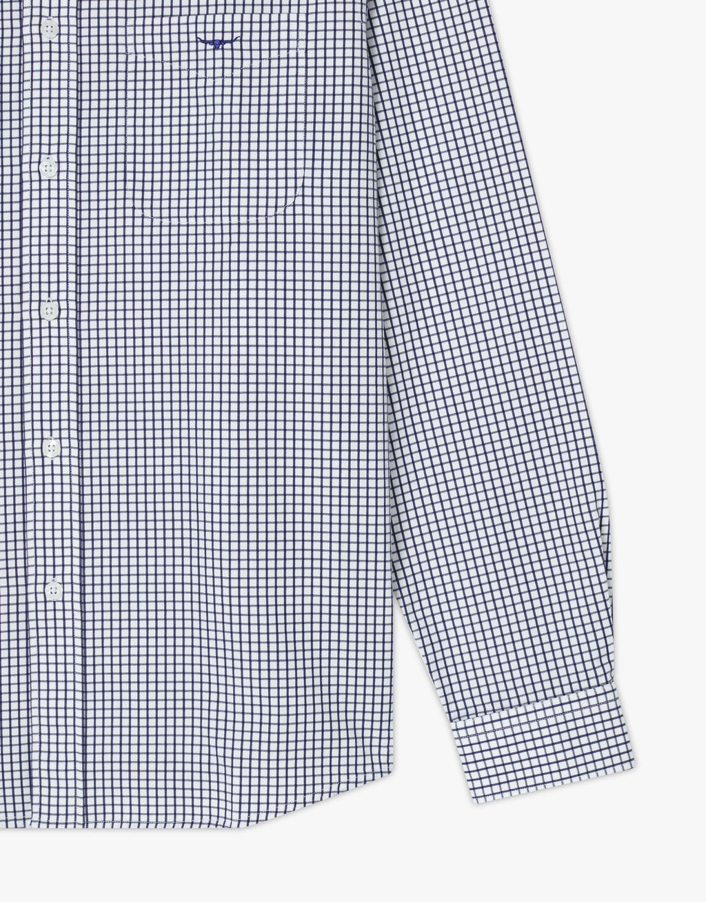 R.M. Williams Collins Navy & White Poplin Check Shirt