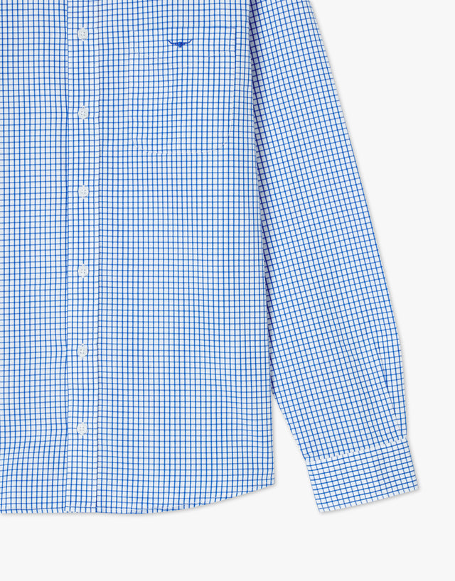 R.M. Williams Collins White & Blue Twill Check Shirt