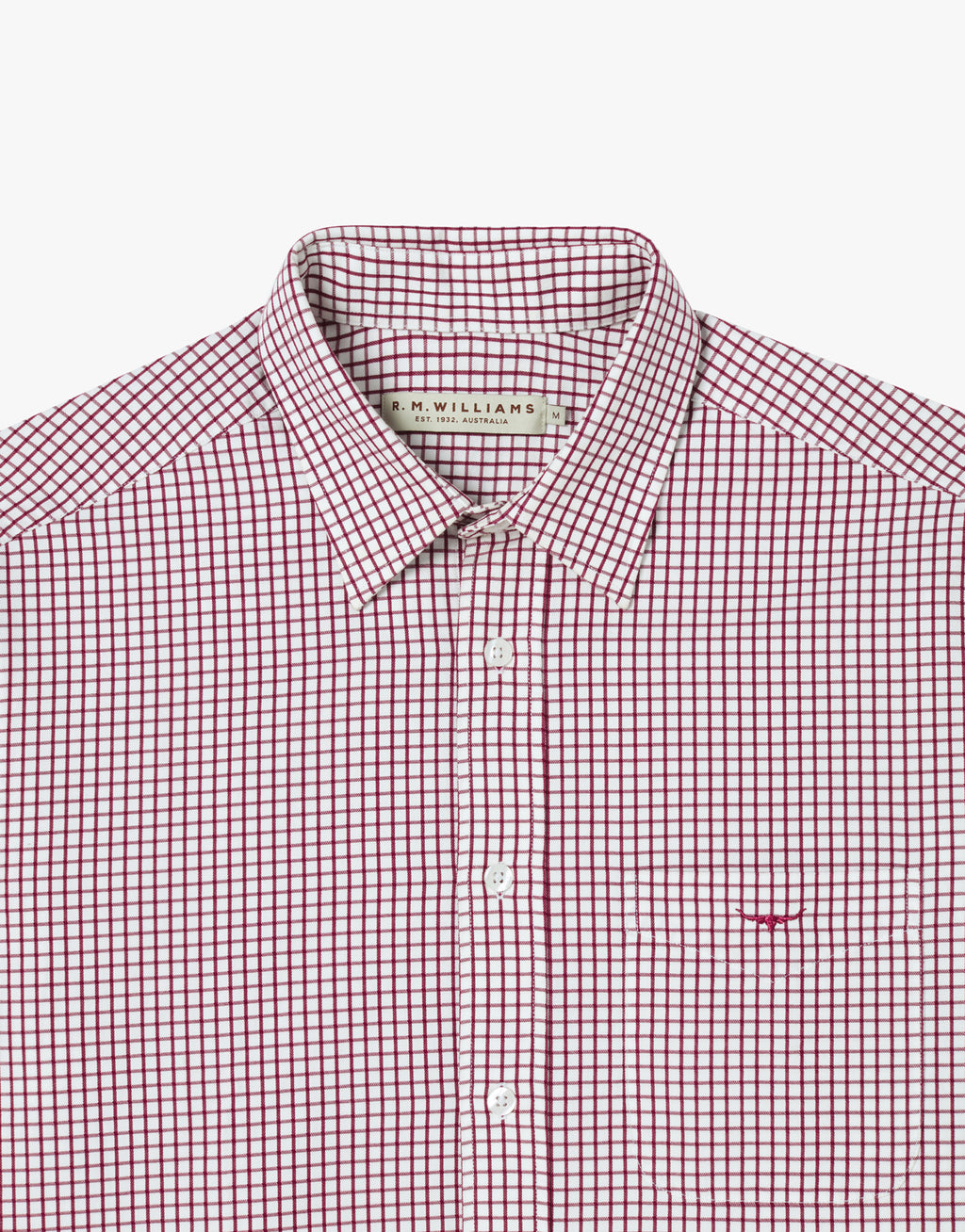 R.M. Williams Collins Burgundy & White Twill Shirt