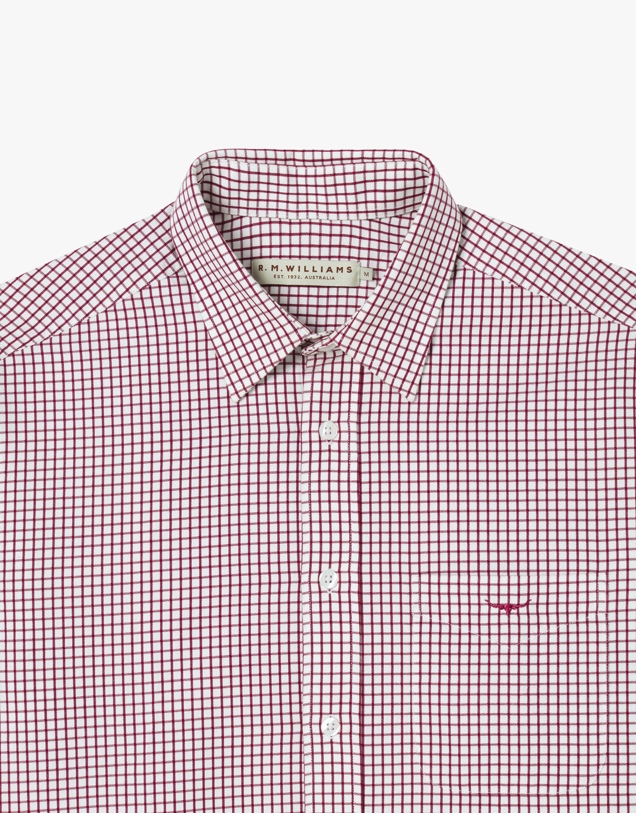 R.M. Williams Collins Burgundy & White Twill Shirt