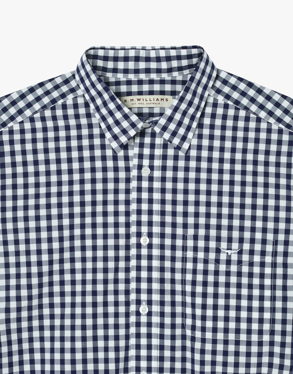 R.M. Williams Hervey Navy & White Check Short Sleeve Shirt