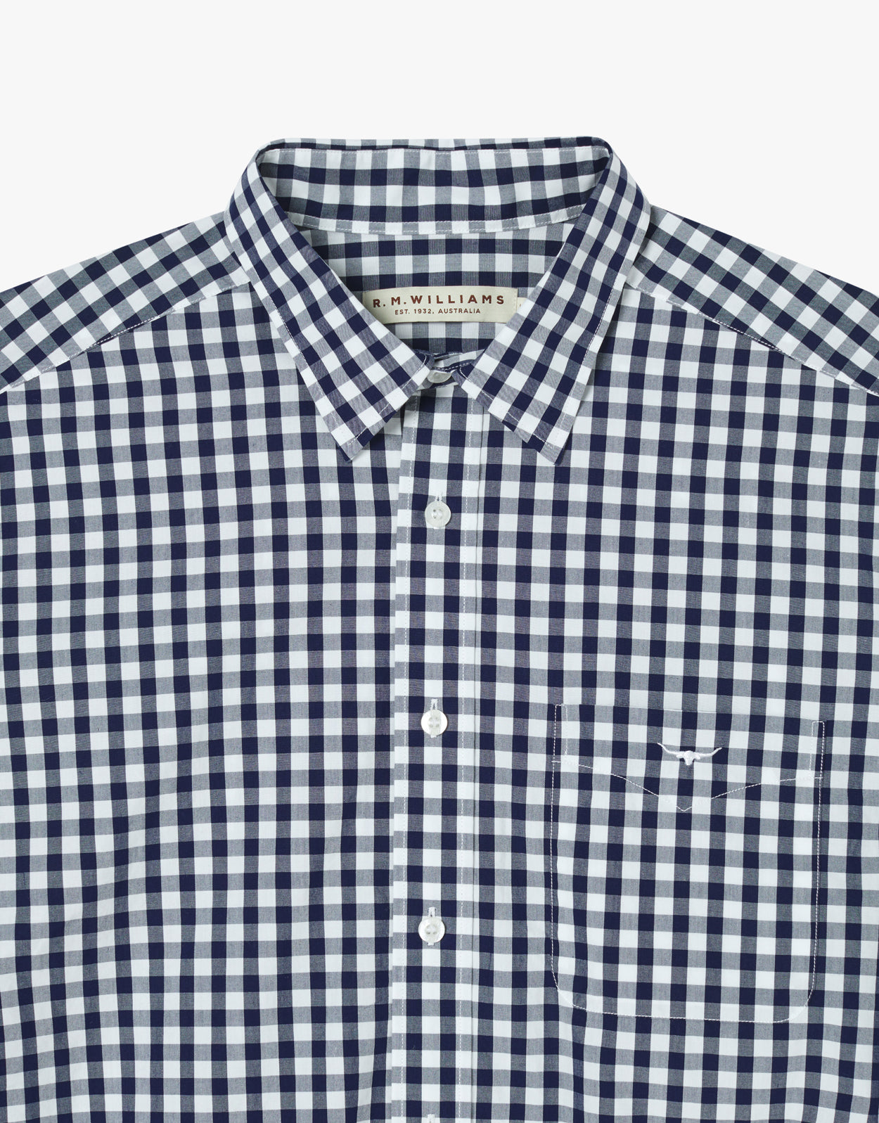 R.M. Williams Hervey Navy & White Check Short Sleeve Shirt