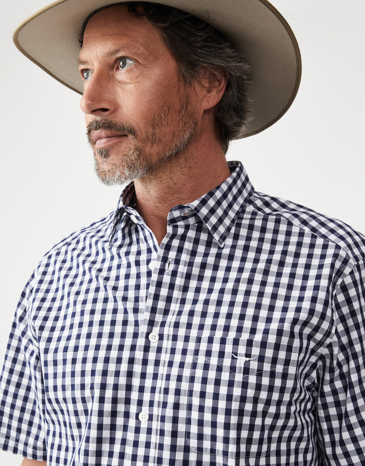 R.M. Williams Hervey Navy & White Check Short Sleeve Shirt
