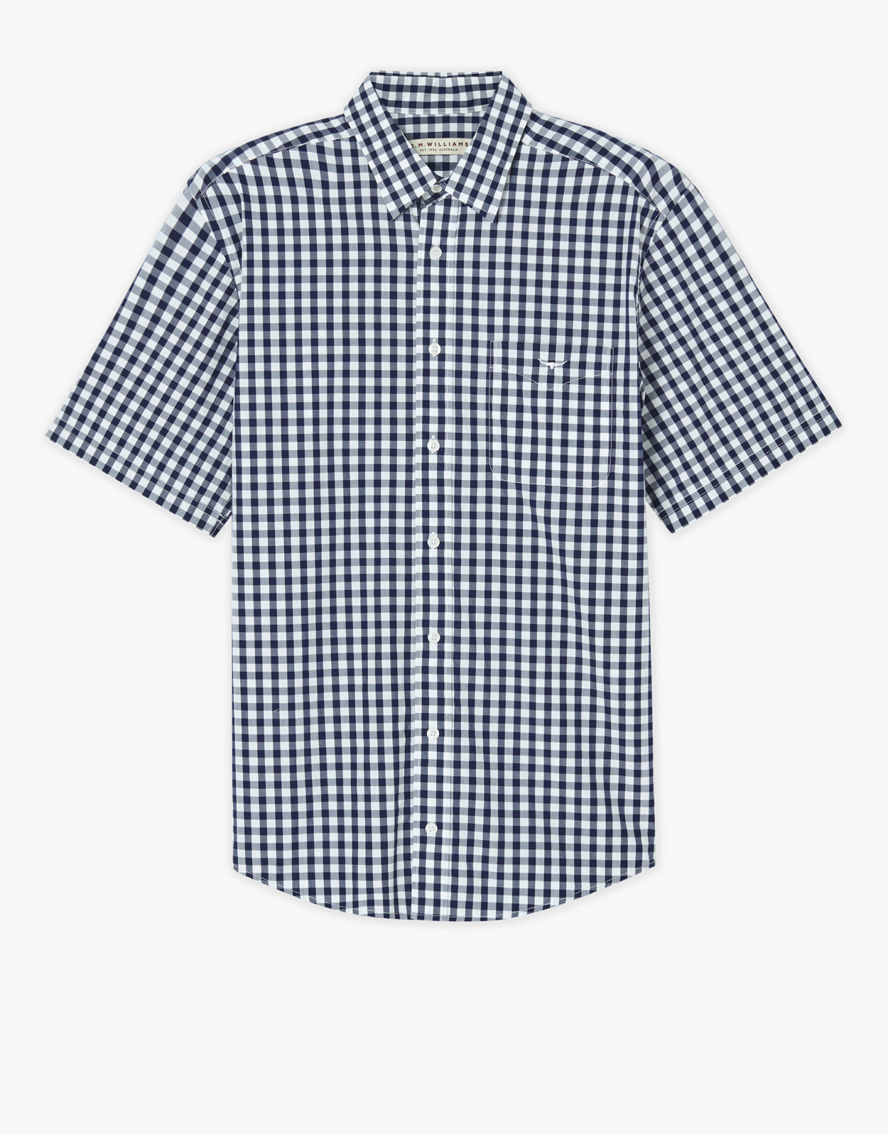 R.M. Williams Hervey Navy & White Check Short Sleeve Shirt
