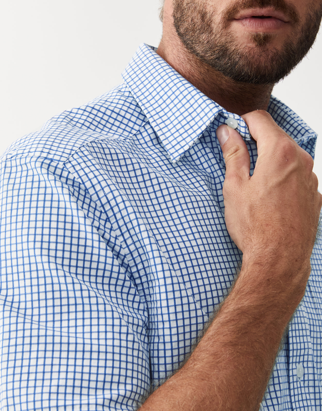 R.M. Williams Hervey White & Blue Short Sleeve Shirt