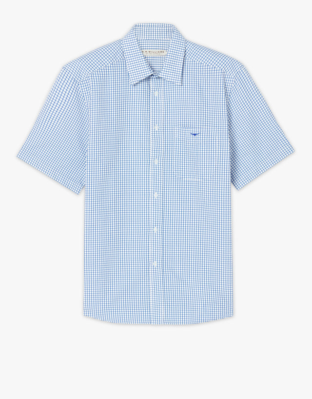 R.M. Williams Hervey White & Blue Short Sleeve Shirt