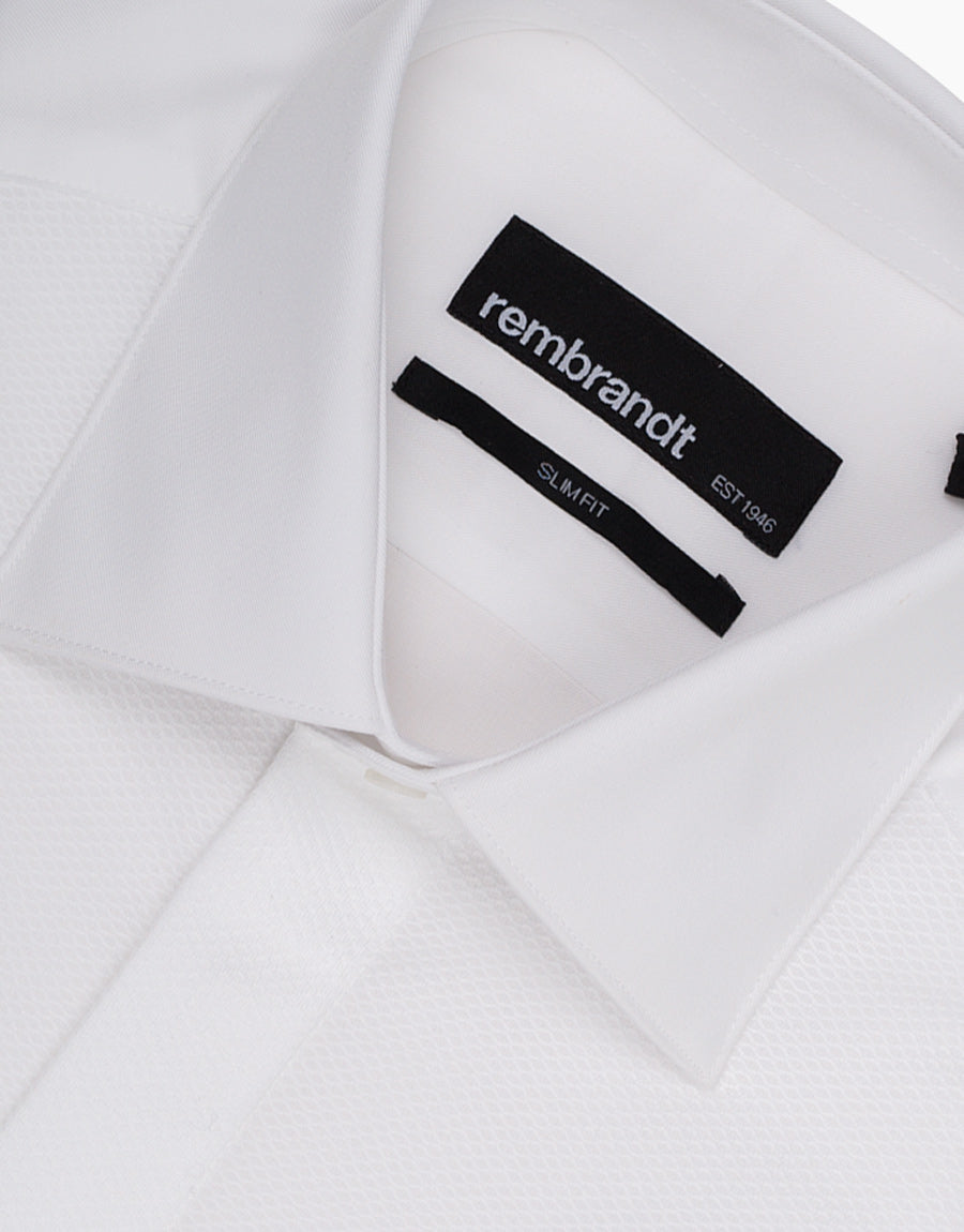 Hire Avalon White Twill Formal Shirt with Marcella Bib and Cuffs