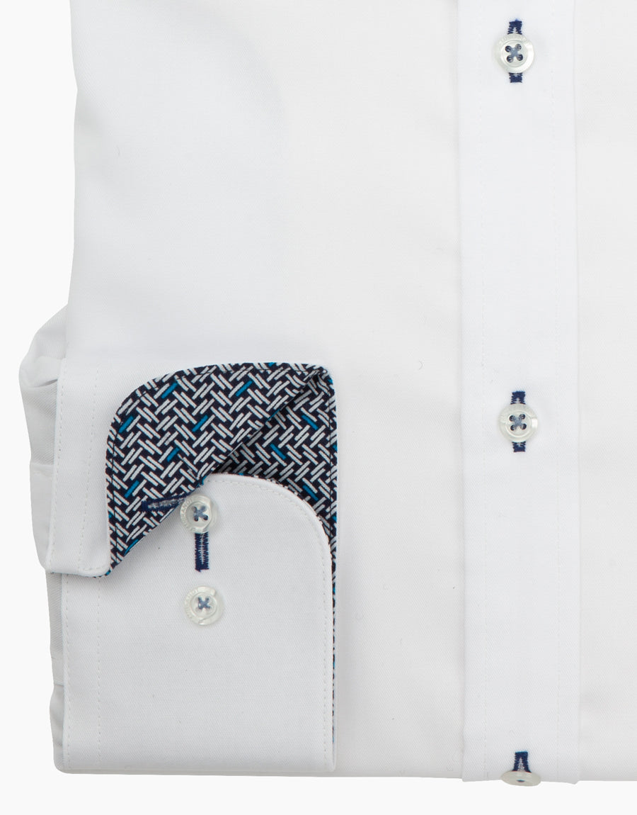 Barbican White Fine Twill Shirt