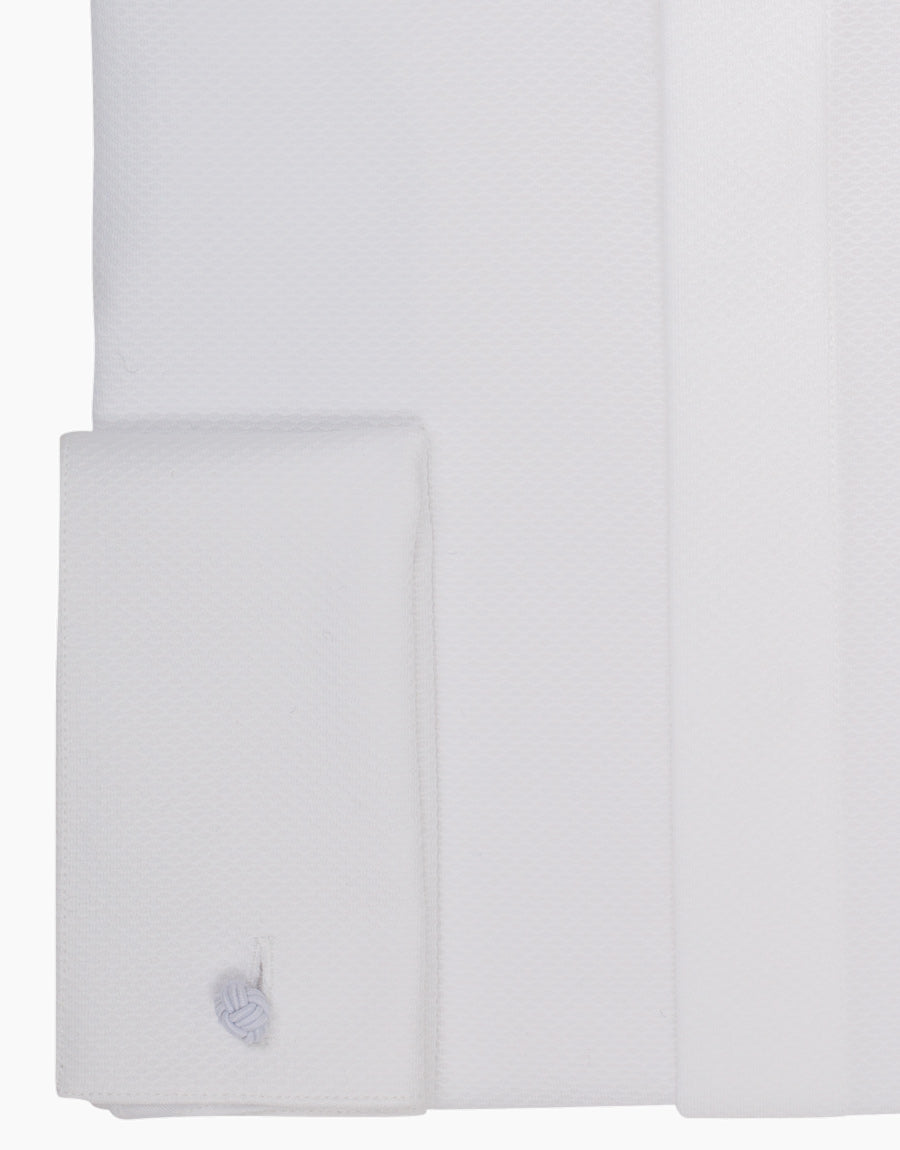 Hire Strand White Twill Formal Shirt with Marcella Bib and Cuffs