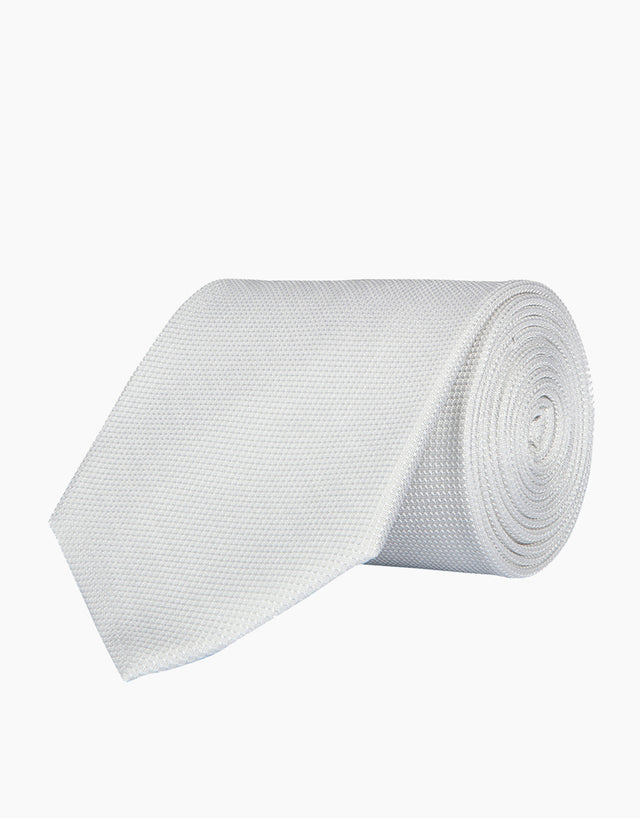 Plain Silver Silk Tie
