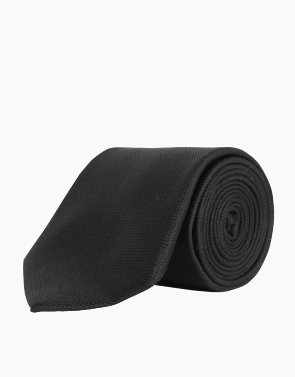 Plain Black Silk Tie
