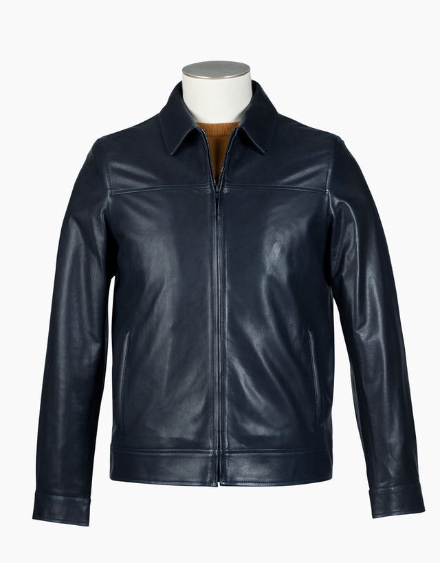 Ryder Navy Leather Jacket