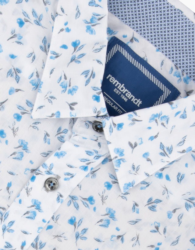 Raglan Blue Floral Short Sleeve Shirt