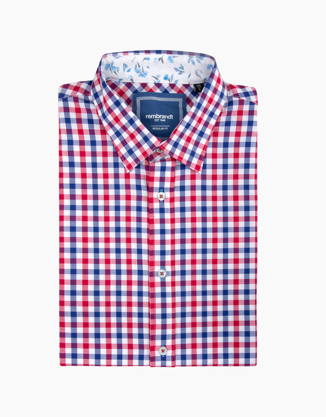 Raglan Red Check Short Sleeve Shirt