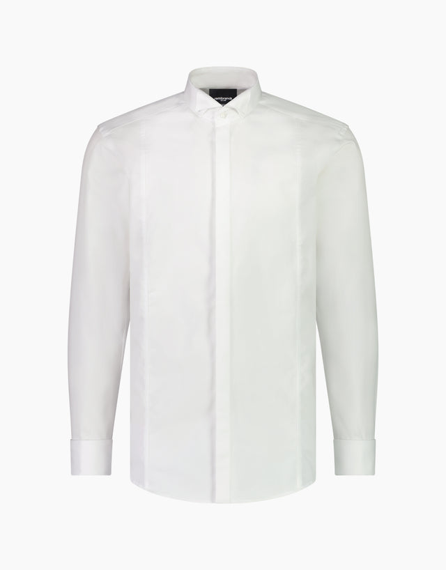 Strand White Twill Formal Shirt with Marcella Bib and Cuffs