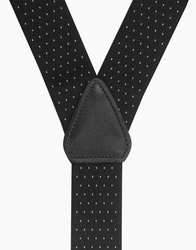 Y Back Black/White Pindot Suspender Clip Braces