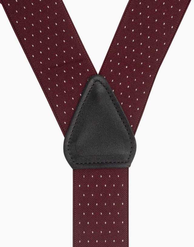 Y Back Burgundy/White Pindot Suspender Clip Braces