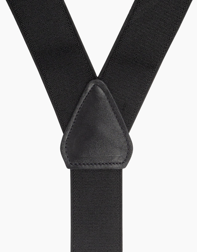 Y Back Black Suspender Leather End Braces